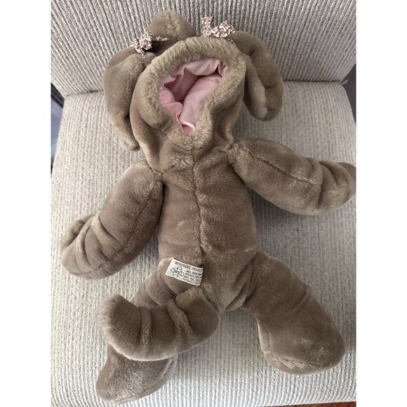 VTG WRINKLES Puppet Puppy Dog Girl Bows Toy Plush Stuffed Animal 1981 MINT - Picture 5 of 10